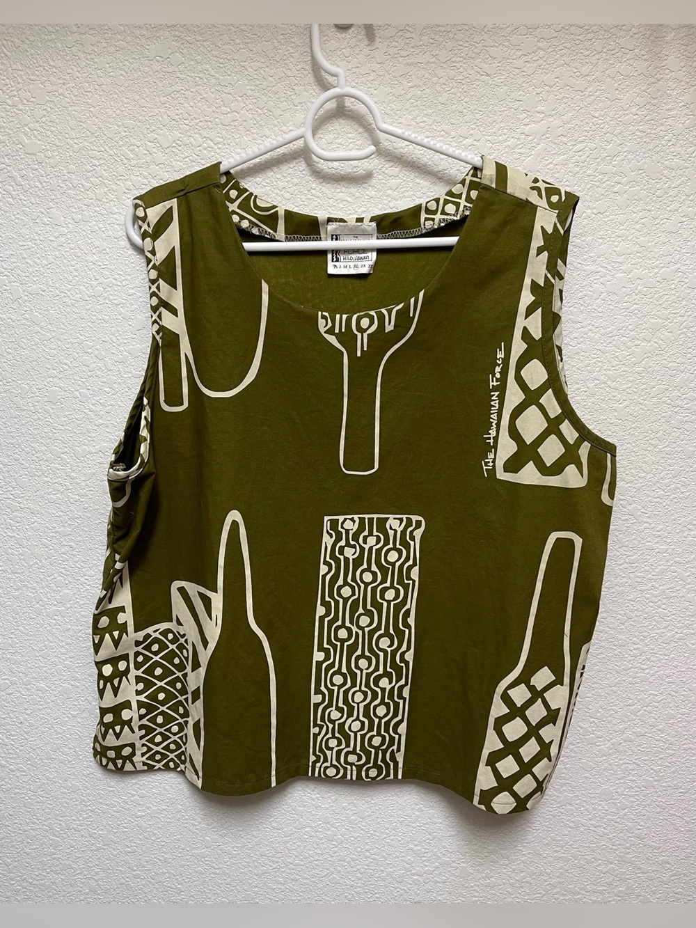 THE HAWAIIAN FORCE Kapu Kaku Sleeveless Olive Green Top Women’s Size XL